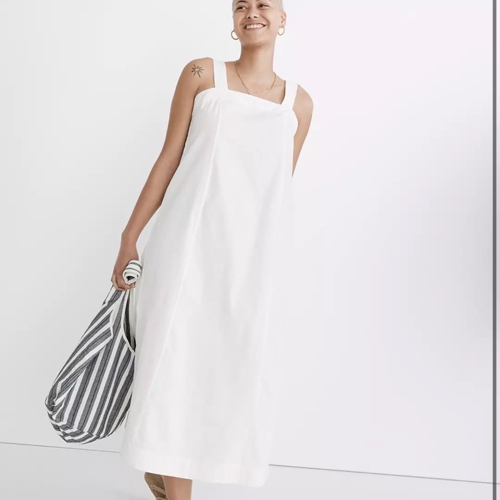 Madewell Linen-Cotton Princess-Seamed Midi Dress